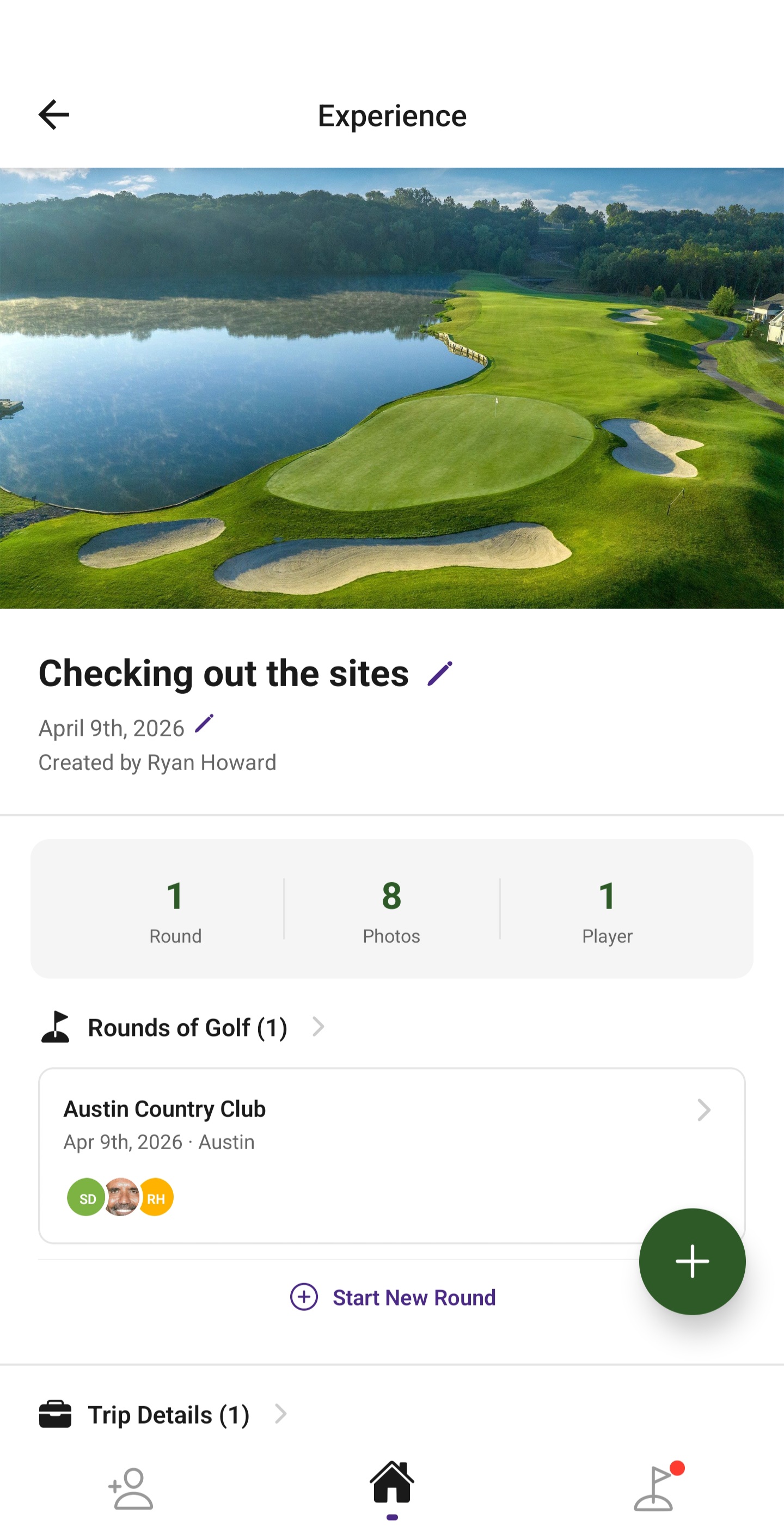 Experience view — Checking out the sites